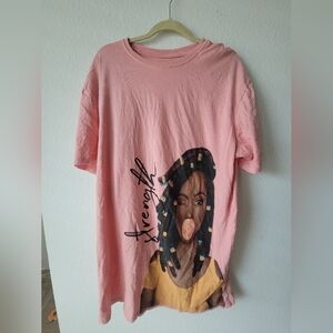 Izzy & LIV Pink Graphic T-Shirt with Strength Design